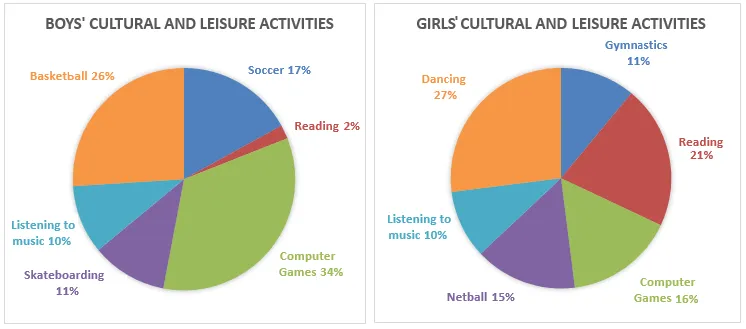 Pie Chart: Children's cultural and leisure activities by gender